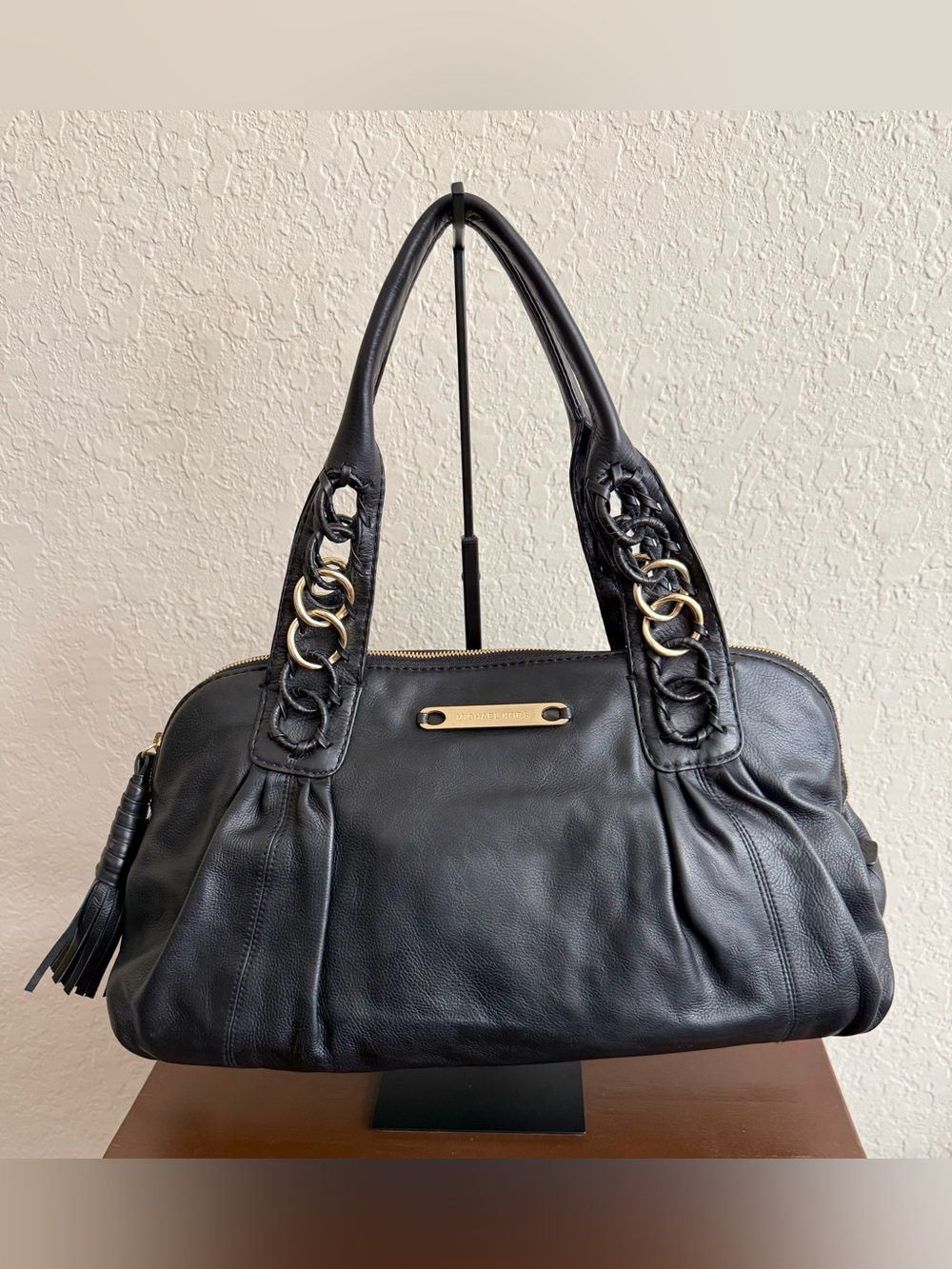 Michael Kors ID Chain Large Black Leather Satchel Handbag MSRP $1,095 - Picture 17 of 17